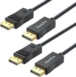 DisplayPort Cable 6ft 2 Pack DP 1.2 Display Port Cable 6 Feet [4K@60Hz 2K@100Hz 1080P@240Hz] Cord for Monitor Laptop Compatible with Sceptre   AOC LG and More
