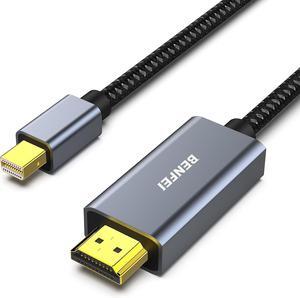 Mini DisplayPort to HDMI 6 Feet Cable [4K@30Hz Aluminum Shell Nylon Braided] Compatible with MacBook Air/Pro Microsoft Surface Pro/Dock Monitor Projector and More
