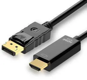 4K 60Hz Displayport to HDMI Cable 6ft NOT HDMI to Displayport Adapter Display Port to HDMI Cable 6feet for   HP Laptop Desktop PC Monitor TV GPU NVIDIA AMD DP to HDMI Adapter Cord Black