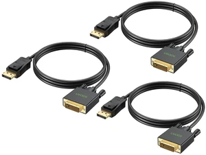 DisplayPort to DVI Cable 6ft 3-Pack, UVOOI DP Display Port to DVI-D Cable for Computer Monitor Compatible with Dell, HP and Other Brand DisplayPort to DVI Cable 6ft 3-Pack, UVOOI DP Display Port to DVI-D Cable for Computer Monitor Compatible with Dell, HP and Other Brand