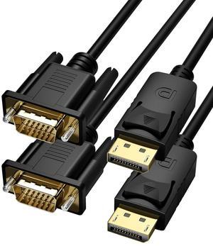DisplayPort to VGA Cable 3FT 2 Pack Display Port DP to VGA Adapter Cord Converter Male to Male for Computer Monitor TV Projector (Not Bidirectional Not Compatible with HDMI or USB)