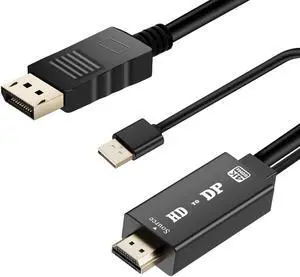 HDMI to DisplayPort Cable 4K@60 Hz HDMI Source to DisplayPort Monitor 6 Feet HDMI to DP Cable for Laptop PS5 PS4 Pro PC to Monitor