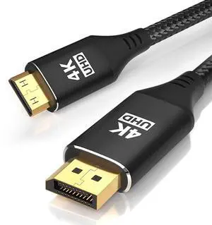 4K DisplayPort to Mini HDMI Cable 6FT DP to Mini HDMI Male Video UHD 1440P/2K@120Hz 4K@30 Nylon DP to Mini HDMI Uni-Directional Cord for  Desktop AMD NVIDIA  HP ThinkPad