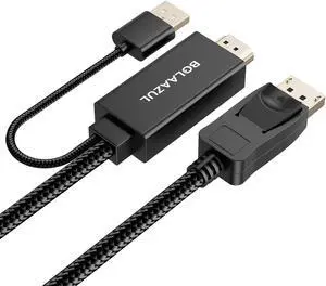 HDMI to DisplayPort Cable 4K@60Hz Black Unidirectional HDMI Source to Display Port Monitor Cable USB Powered HDMI Male Input to DP Male Output Converter Adapter Cord for PS5 PS4 Pro