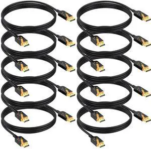 4K DisplayPort to HDMI Cables 10-Pack, 6FT DP to HDMI Cable Adapter Male to Male Gold-Plated, Supports UHD Video and Audio for Computer, Monitor, HDTV, Projector-(Not-Bidirectional)