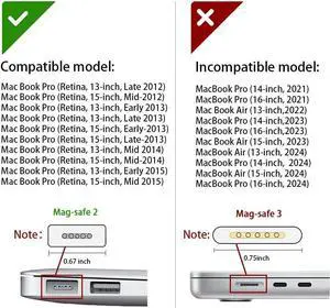 Replacement for MacBook Pro Charger, AC 85W T-tip Power Adapter Laptop Charger for MacBook Pro (Between 2012-2017,Not Applicable After 2017)