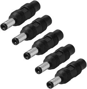 5pcs DC Power Connector Adapter 5.5mm x 2.1mm Male Plug to 3.5mm x 1.35mm Female Jack Converter for Laptop CCTV Camera Strip Lighting Black
