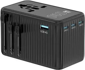 140W Universal Travel Adapter Global Outlet Converter Quick Charger with 3USB- C+1 USB A Ports All-in-One Wall Charger Travel Essentials Multifunction Product