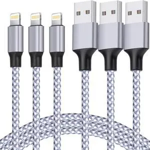 for iPhone Charger [MFi Certified] Lightning Cable 3PACK 6FT Nylon Braided USB Charging Cable High Speed Transfer Cord Compatible with iPhone 14/13/12/11 Pro Max/XS MAX/XR/XS/X/8/iPad
