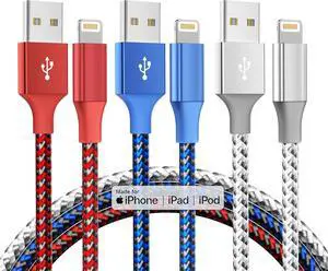 iPhone Charger Cord 3Pack 10FT Apple MFi Certified Nylon Braided Fast Charging Lightning Cable Compatible with iPhone 14/13/12/11 Pro/11/XS MAX/XR and More
