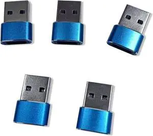 5Pack USB C to USB Adapter USB to Type C 3.0 A Male Adapter Charge Converter Laptops & Phones OTG Connector Type C Female to A Male Charger Converter (Blue)
