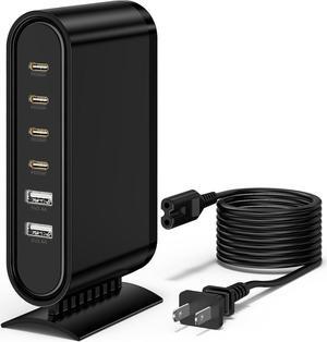 USB C Charger for Multiple Devices Multi Port Charging Station Fast Charge Hub Type C Wall Charger Tower Adapter Block for Apple iPhone iPad Pro/Mini/Air  Galaxy MacBook  XPS Laptop