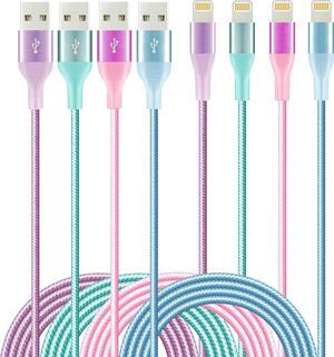iPhone Charger 6ft 4Pack Lightning Cable Apple MFi Certified Colorful Kawaii Nylon Braided USB Fast Charging Cord for iPhones 14 13 12 11 Pro MAX Xs XR SE X 8 7 6 5 S Plus iPod iPad