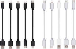 10-Pack Multi Short USB Cables & TypeC-C Cables for Charging Stations Compatible/w iPhone16 &15 iPhone5-14/ iPads/iPad Mini/iPad Pros/ Moblies & Tablets/Pixel & Nexus/HTC/Sony(Black)