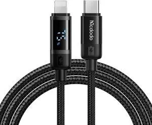 New Power Display USB C to Lightning Cable PD 36W Synchronous Display of Mobile Phone Power Fast Charging Cord for iPhone 14 13 12 Pro Max 11 X XS XR 8 Plus  iPad 9 8 7 6 5(Black)