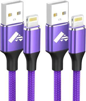 iPhone Charger 3ft 2Pack MFi Certified Lightning Cable Nylon Braided iPhone Cord Fast Charging for iPhone 14 13 12 11 Pro Max XR XS X 8 7Plus 6 6s SE iPad - Purple 3 Feet