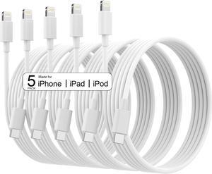 USB C to Lightning Cable iPhone Charger Fast Charging [Apple MFi Certified] 5Pack 6FT Long Lightning Cable Fast Charging iPhone Charger Cord for iPhone 14 13 12 11 Pro Max XR XS X 8 7 6 Plus SE iPad