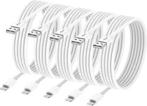 for iPhone Charger Long Cable 5pack 10 ft for Lightning to USB Charging Cord 10ft for Apple MFi Certified Fast Charge for iPhone 14/13/12/11 Pro Max/XS MAX/XR/XS/X 10 Foot White