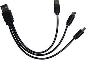 (8 Inch) USB C and USB C Splitter Cable for Rode VideoMic GO II Wireless GO II and More 3 in 1 USB A to 3 Type C Charging Cord