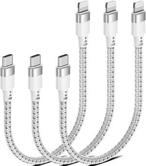 Short USB C to Lightning Cable 1ft 3Pack 12 inch USB C to iPhone Charger Cord Braided Short Type C to Lightning Cable Fast Charging for iPhone 14 13 12 11 Pro Max Mini XR XS SE iPad (Sliver)