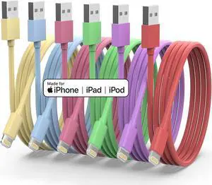 iPhone Charger Cord Apple MFi Certified 6Pack (3/3/6/6/6/10 FT) Long Lightning Cable Fast Charging High Speed Transfer Cord Compatible with iPhone 14 13 12 11 Pro Max XR XS X 8 7 6 Plus SE iPad More