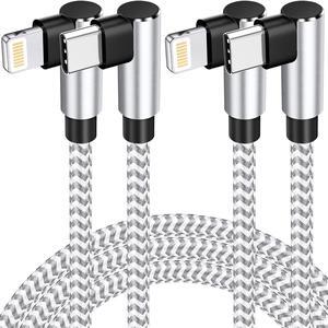 2Pack 6FT USB C to Lightning Cable  MFi Certified Long iPhone Fast Charging Cord 90 Degree Nylon Braided Type C Lightning Cable Compatible with iPhone 14/13/12/11 Pro Max Xr Xs iPad and More