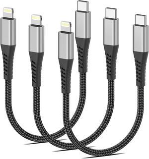 USB C to Lightning Cable 1FT 3-Pack [MFi Certified] Braided Lightning Cord Fast Charging Compatible with iPhone 14 13 12 11 Pro Max XR XS 8 SE