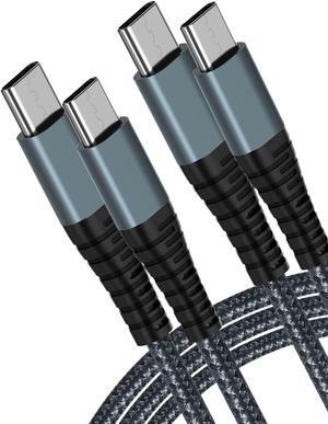 100W USB C to USB C Cable 2pcs 6ft Fast Charger Cable Nylon Braided USB C Cord for iPhone 15/Pro/Pro Max/Plus/MacBook/Air/Pro/Mac Studio/Mini/iPad Pro/Air/Mini/Watch/ Galaxy/Tablets/Laptops