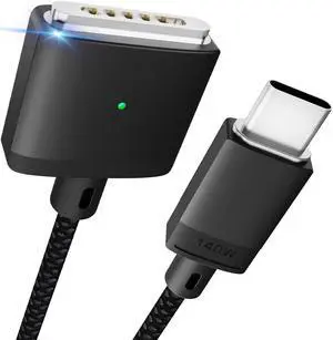 140W USB-C to Magnetic 3 Cable 6.6FT/2M Magnetic Charging Cable for MacBook Air 2024 M3 13/15inch MacBook Pro 2023 M2 Pro & Max 14 16 MacBook Air 2022/2023 M2 MacBook Pro 2021 Max&M1 14 16