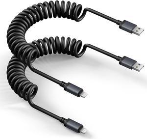 Coiled USB to Lightning Cable [Apple MFi Certified] Coiled Lightning Cable for iPhone 14/13/12/11 Fast Charging Carplay Charger Cable for iPhone 14 Pro Max/Pro/Plus/iPad
