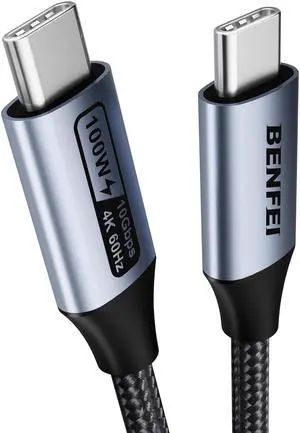 USB C to USB C Monitor Cable(4K@120Hz) 100W PD Fast Charge 10Gbps Data Transfer 3ft Tangle-Free Silicone USB-C Cable [Aluminum Shell Woven Design]