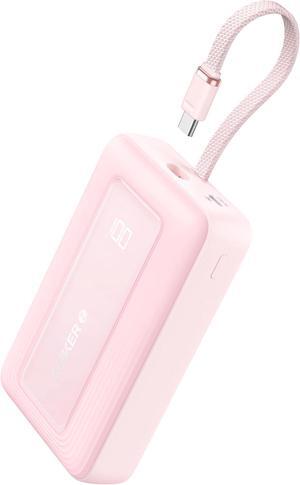 Zolo Power Bank 20 000mAh 30W High-Speed Portable Charger with Built-in USB-C Cable 1 USB-C 1 USB-A Battery Pack for iPhone 16/15/15 Pro/15 Pro Max/15 Plus MacBook Galaxy and More