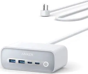 525 Charging Station 7-in-1 USB C Power Strip for iphone13/14 5ft Extension Cord with 3AC 2USB A 2USB C Max 65W Power Delivery Desktop Accessory for MacBook Pro Home Office (Aurora White)