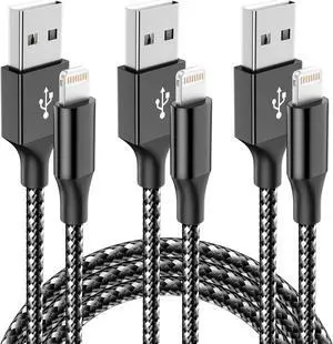 iPhone Charger Cord 3 Pack 10 FT Apple MFi Certified Lightning Cable Nylon Braided iPhone Charger Fast Charging Cable Compatible with iPhone 14 13 12 11 Pro Max XR XS X 8 7 6 Plus SE iPad and More