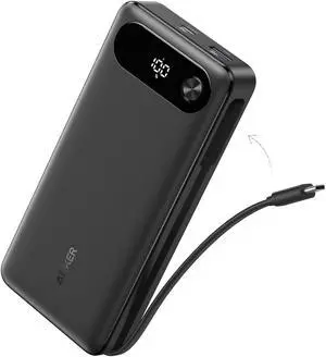 Power Bank 20 000mAh Portable Charger with Built-in USB-C Cable 87W Max Fast Charging Battery 2 USB-C and 1 USB-A for MacBook iPhone 16/15/14 Series  Switch and More
