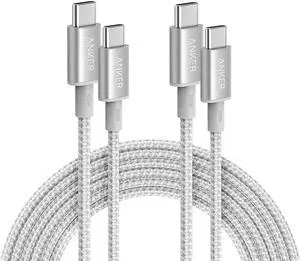 USB C to USB C Cable (10FT 2Pack) Type C 100W Charger Cord Fast Charging for iPhone 16 Series MacBook Pro 2020 Pixel and More(USB 2.0 Silver)
