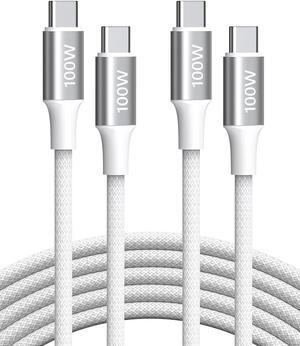 100W USB C to USB C Cable for MacBook Pro/Air (2023-2018) iPhone 16/15 Series iPad Pro/Air Nylon Braided Type-C Fast Charging Cord (6.6ft 2-Pack)