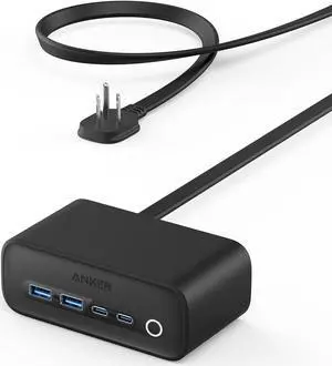 525 Charging Station 5 ft Thin Cord and Flat Plug 7-in-1 USB C Power Strip for iPhone 15/14 3 AC 2 USB A 2 USB C 65W Power Delivery Desktop Accessory for MacBook Pro Office (Phantom Black)