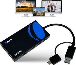 SplitExtend HDMI Splitter Extended Display for Dual Monitor - Multi-Monitor Display 3 Separate Screens - USB A & USB-C Adapter to HDMI 2.0 4K@30Hz Output 1 1080p Output 2 for Windows Mac OS G
