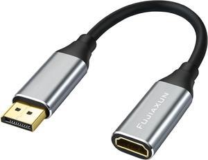 DisplayPort 1.4 to HDMI 2.1 Adapter Cable 0.65FT Support 8K@60Hz 4K@120Hz Directional Compatible with DisplayPort PC and HDMI Displays Tvs (Type-HDF)