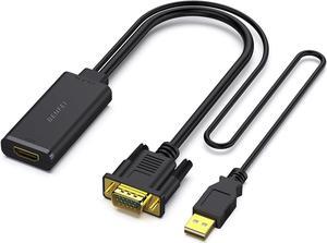 HDMI to VGA Adapter Cable Haokiang 6ft/1.8m Gold-Plated 1080P HDMI Male to VGA Male Active Video Converter Cord Support Notebook PC DVD Player Laptop HDTV to D-SUB HD 15 Pin VGA Monitors Projector