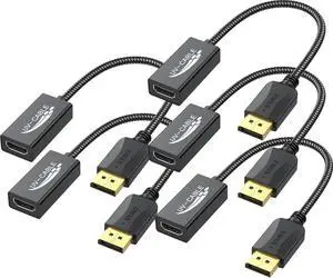 DisplayPort to HDMI Adapter 4K 5-Pack Display Port DP to HDMI Adapter Cable Male to Female Compatible with Computer Monitor TV Projector (5 Black)