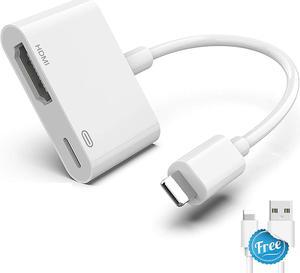 [Apple MFi Certified] Lightning to HDMI Adapter Lightning to Digital AV Adapter 1080P Sync Screen iPhone HDMI Adapter Compatible with Lightning Port Devices for Projector/Monitor/TV