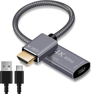 HDMI Male to USB-C Female Cable Adapter with USB C Power Cable Uni-Directional HDMI (source) to Type C 3.1 (display) Converter 4K 60Hz Thunderbolt 3 Adapter for MacBook Pro  Surface Xreal Air