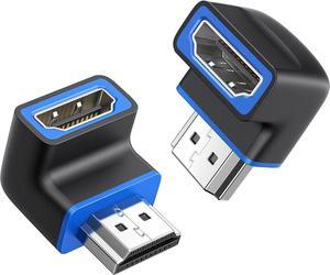 2-Pack 8K@60Hz 90 Degree Right Angle HDMI 2.1 Adapter 48Gbps (8K HDMI 90 Degree Adapter 4K@240Hz 90 Degree HDMI Adapter Male to Female 8K Right Angle HDMI Cable Adapter) in Black