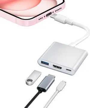 [MFi Certified] USB C to HDMI Adapter for iPhone 15 to TV 4K Video Audio Sync Screen Converter Digital AV Adapter Type-C Port for iPhone 15/15Pro/Max to HDTV Projector Monitor