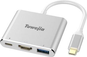 USB C to HDMI Multiport Adapter USB 3.1 Gen 1 Thumderbolt 3 to HDMI 4K Video Converter /USB 3.0 hub Port PD Quick Charging Port with Large Projection