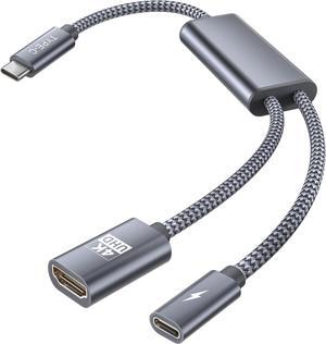 USB C to HDMI Adapter with 100W PD Charger Port 2-in-1 Type-C to 4K MHL HDMI Female Converter Thunderbolt 3 for iPhone 15 Pro Max Plus MacBook ipad Air 5 Mini 6 Galaxy Steam Deck