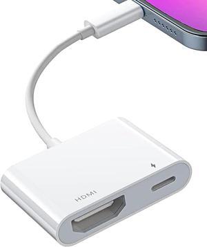 [Apple MFi Certified] Lightning to HDMI Adapter No Power Needed Lightning to Digital AV Adapter 1080P Sync Screen iPhone HDMI Adapter Compatible with Lightning Port Devices for Projector/Monitor/TV