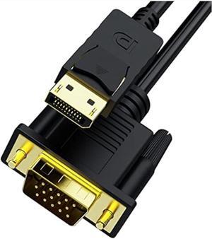 Displayport to VGA Cable Dafensoy DisplayPort to VGA Adapter Gold Plated DP Male to VGA Male Cable for Connects DP Port from Desktop Laptop to Monitor Projector with VGA Port (1.8m/6Feet)